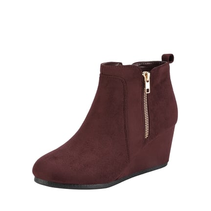 Women's Suede Wedge Boots-Dream Pairs